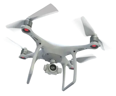 White quadcopter drone with camera